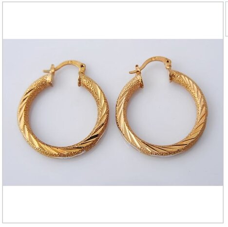 Yellow & White Solid Gold Filled / Plated Sparkling Sieraden Oorringen 34mm 14k