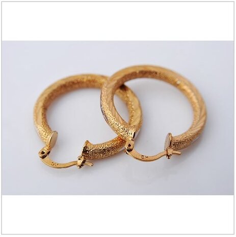 Yellow & White Solid Gold Filled / Plated Sparkling Sieraden Oorringen 34mm 14k
